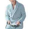 Homens sleepwear homens inverno camisola grossa impressão de pelúcia unisex coral velo grande água manga longa gravata cintura bolsos mulheres robe roupão