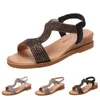 Sandalen aus Leder, flach, für Damen, Größe 8, Damen, Sommer, Strasssteine, rutschfest, elastisches Band, Fischmaul, Keile, Strand, offene Zehen, atmungsaktive Sandalen