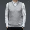 Herenvesten Merk gebreide trui Heren Business Casual Regular Fit Vest Trui Wol Effen Kleur Mouwloze V-hals Kleding