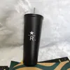 Tasarımcı Black Straw Cup 591ml Çift Katmanlı Paslanmaz Çelik Büyük Kapasite Yalıtım Kupası Klasik Mektup Su Kupası Araba Kupası Okul Su Kupası