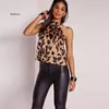 Women's Blouses Sexy Off Shoulder Leopard Blouse Chiffon Women Tops Summer Animal Print Casual Backless Sleeveless Shirts
