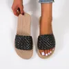 Pantoufles tissées diapositives femmes été en plein air plage vacances décontracté chaussures plates 2023 léger dames mode loisirs