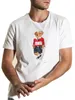 Camiseta masculina americana Plus Tees R Designer estampada com urso de desenho animado, gola redonda e algodão de alta qualidade para uso casual no verão