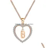 Pendentif Colliers Conception 26 Anglais Lettre Initiale Simple Or Creative Mode Diamant Coeur Collier Charme Bijoux Cadeau Pour Dhbb4