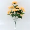 Simulering Chrysanthemum Seven Heads Golden Chrysanthemum Silk Flower Fake Flower Simulation Flower