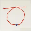 Urok bransoletki Turkish Lucky Evil Eye Bracelets dla kobiet 6pcs/zestaw ręcznie robiony pleciony czerwony czarny lina 7 węzłów biżuteria friendsh dhgarden dhpav