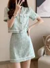 Arbeitskleider Koreanische Mode Sommer 2-teiliges Outfit Französisch Vintage Kleiner Duft Zwei Set Frauen Kurze Jacke Mantel Minirock Sets