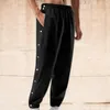 Men's Pants Sports Trousers Joggers Casual Tear Away Loose Fit Basketball High Split Snap Button Jogging Tracksuits