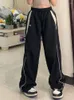 女性用パンツY2Kビンテージカーゴ女性ヒップホップストリートウェアストライプワイドレッグトラックズボン特大90年代レトロジョガースウェットパンツ