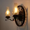 Wandlampen Vintage Loft Wheel Sconce Leuchte Leuchte Retro American Antique Lamp Restaurant Cafe Home Deco Iron Lighting