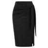 Skirts KK Woman Clothing Bow-Knot Decorated High Waist Side Slit Hips-Wrapped Bodycon Skirt Fashion Lady Slim Basic Tube Pencil