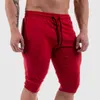 Men's Shorts New Men's Summer Workout Shorts Drawstring Joggers 3/4 Knee Length Cotton Sport Running Homme Bermuda Casual Short Sweatpants W0408