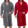 Męska szata kąpielowa luźna ciepłe męskie kieszenie zagęszczone piżamy dla rodzin męskich