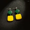 Dangle Earrings Contrast Color Fashion Lady Geometric Big Long Drop Round Wood Square Acrylic Women Jewelry