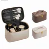 Cosmetic Bags Rownyeon High Quality PU Leather Makeup Travel Bag Portable Toiletry Case with Metal Zipper Q231108