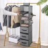 Storage Boxes Hanging Closet Rack Shelf Tidy Hanger Wardrobe Organisers Clothes Organizer Holder Collapsible Shelves