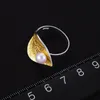 Wedding Rings Fun Real 925 Sterling Silver Natural Pearl 18K Gold Leaf Ring Fine Jewelry Creative Designer Open Rings for Women Bijoux 231108