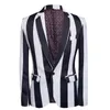 Men's Suits Blazers Fashion Men's Business Black And White Zebra Stripes Formal Suit / Male Slim Stage Party 2 Pcs Blazers Sets Jacket Pants 231109