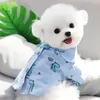 Cartoon Dog Apparel Blue Dinosaur Dog Shirt Teddy Bichon Cardigan Puppy Pullover Summer Desse Modieuze hondenkleding
