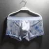 Underbyxor 3st/Lot Mäns underkläder Boxer Summer Ultratunn Mesh Transparent Printing Emotional Appeal Personlighet Tide Sexig låg midja