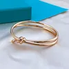 Schmuck-Designer-T-Home-Seilknoten-Designer-Armband, 18-karätiges Roségold, nicht anlaufendes Armband, glänzendes Karabinerverschluss-Sweet-Knoten-Armband