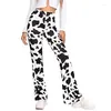 Kvinnor Pants Cow Print Borsted Blad Stretch Fashion Micro Zebra Animal Printed