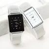 Wristwatches Wholesale Fashion Women Rectangle Watches WOMAGE 2023 Mesh Belt Quartz Watch Ladies Small Bracelet Set