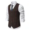 Gilet da uomo Borsone stile Inghilterra da uomo Gilet autunno slim fit con scollo a V Gilet da uomo formale da lavoro Casual senza maniche maschile Chaleco