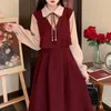 Vestidos casuais vestido francês outono vintage mulheres inverno roupas de trabalho pintainho e mulher elegante queda roupas moda coreana