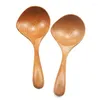 Spoons 2 Pcs Wooden Soup Ladle Long Handle Spoon Wood Scoop Kitchen Serving Rice For Fruit Mixing