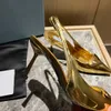 Scarpe alla moda Abiti firmati femminili Sandali con tacco alto circolari a punta circolari in oro classico di lusso