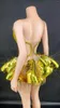 Skirts ZDWomen Sparkly Gold Sequins Rhinestones Short Tube Bubble Dress Sexy Stage Club Performance Dance Costume Party Celebrate
