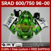 КОМПЛЕКС BODY SUZUKI SRAD GSXR 750 600 CC GSXR600 GSXR750 1996-2000 168NO.83 GSX-R750 GSXR-600 1996 1997 1998 1999 2000 600cc 750cc 96 97 98 99 00 Moto Fairsing Green Stock.