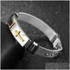 Chaîne Longueur Réglable Bracelet Pour Femmes Hommes Bracelet Montre Bande Conception En Acier Inoxydable Net Christ Croix Comme Saint Valentin Dhvy2