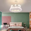 Lampadario di cristallo Lampada per cameretta per bambini Ragazza Principessa Nordic Instagram Maglia Rossa Cuore creativo Camera da letto Corona di piume