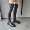 أحذية Fedonas Fashion Punk فوق أحذية الركبة العالية للنساء نحيف طويل الأسود دافئ Strech High Boots أحذية المرأة 231108