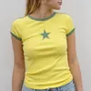 Tshirt feminino Summer Mulheres estrelas estampa gráfica y2k roupas de camiseta de rua colheita de streetwear top estético gótico harajuku tee slim camiseta emo vintage 230408