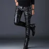 Męskie spodnie wiatroodporne ciepłe motocykl sztuczne skórzane męskie męskie osobowości moda moda moda dla mężczyzn pantalon homme jesień257e