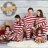 Família combinando roupas pijamas de natal pijamas conjunto pijamas presente manga longa vermelho listrado ano roupas conjuntos família jogo criança mãe pai 231107