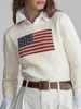 US-Flagge Damen Strickpullover Mantel US-Flagge Rundhalspullover 2023 Winter Luxusmode Bequemer Baumwollpullover 100 % reine Baumwolle S-2XL