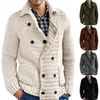 Мужские свитера, осенне-зимний модный повседневный однотонный вязаный свитер, двубортный пуловер с лацканами, мужской кардиган, пальто