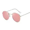 Solglasögon ramar ovala vintage runda rosa hav färg lins spegel kvinna kvinnlig märke design metall ramcirkelglasögon 230407