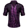 Chemises décontractées pour hommes luxe violet Paisley solide pour hommes coupe régulière chemise surdimensionnée chemisier de fête de mariage haut à manches longues vêtements