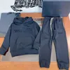 clothes New Hooded pullover set for baby Letter kids Tracksuits Size 100-150 CM Long sleeved sweater and lace up pants