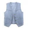 Gilets pour femmes Gilet en denim sans manches pour femmes Mode sud-coréenne Gilet sans manches d'été coupé veste de bombardier courte veste en jean 230408