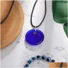 Pendant Necklaces Antique Deep Sea Blue Evil Eye Pendant Necklace Turkish Choker Glass Eyes Leather Rope Chain Jewelry Gift Dhgarden Dhwka