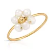 Cluster Rings Pearl Beads Daisy For Women Vintage Aesthetic Flower 14K Gold Plating Copper Fashion Unusual Ring 2023 Trend Jewelry