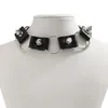 PuRui Gothic Big Circle Ringe Link Chian Halskette für Frauen Mädchen PU-Leder mit Spike Rniet Schmuck Kragen Party Geschenk Halsband