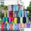 Tumblers 17 Colors Double Walled 24Oz Studded With Lid St Reusable 710Ml Radient Plastic Cold Cups Diamond Durian Shaped Clear Acryl Dhmlw