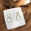 Stud coréen Design bijoux de mode double boucles d'oreilles carrées de luxe en verre transparent cristal boucles d'oreilles de fête pour les femmes cadeau 231108